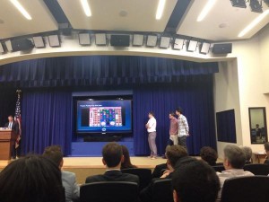 Team Pump Up the Jam from Baltimore, Md. shows their handiwork at the first-ever White House Game Jam.