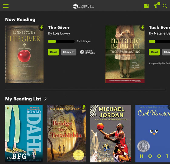 LightSail boasts more than 80,000 titles and offers teachers real-time assessment of student reading.